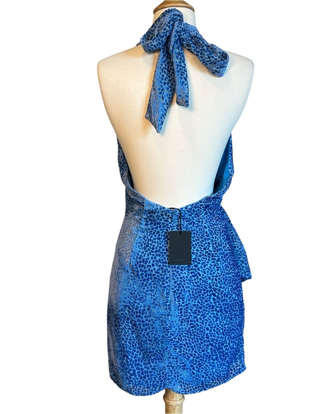 NEW NBD Pari Mini Dress in Blue Leopard Velvet Revolve Size Medium - Picture 4 of 16